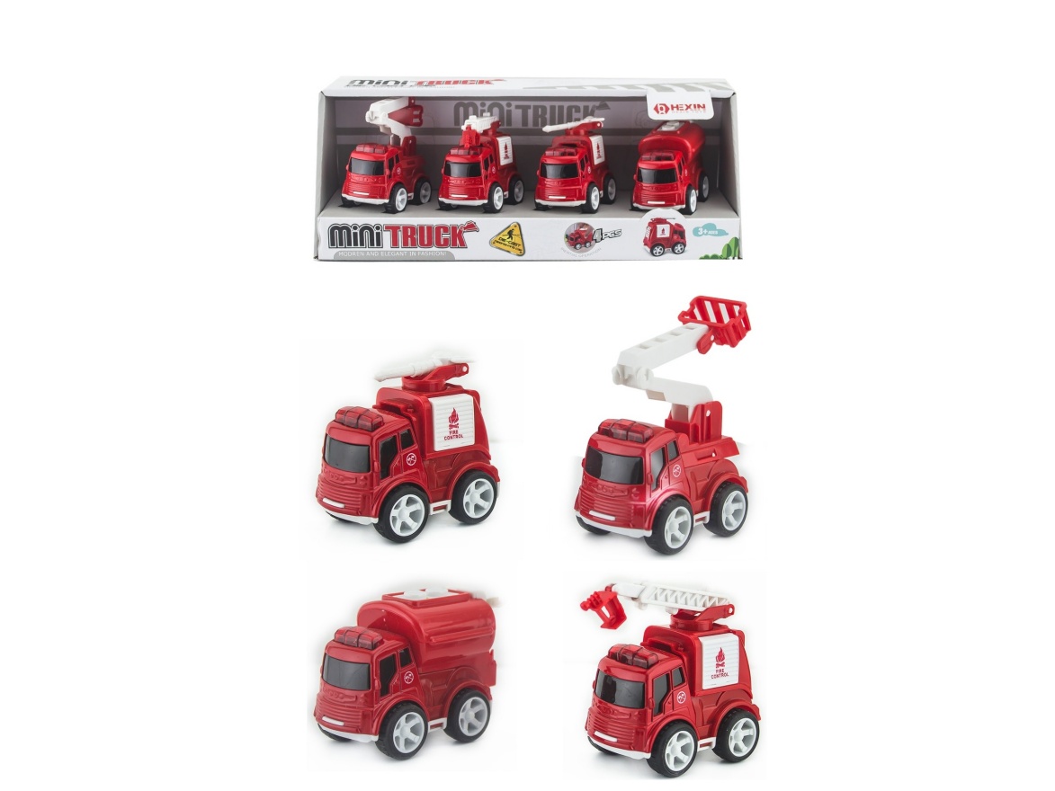 Alloy Inertia Fire Truck 4Pcs