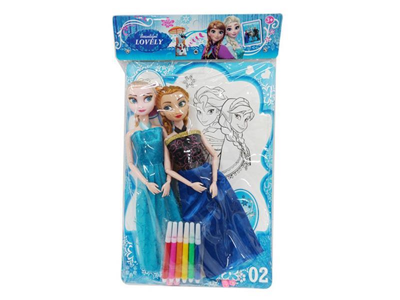2PCS 11" 9-Joint Frozen Doll With Accessories Set