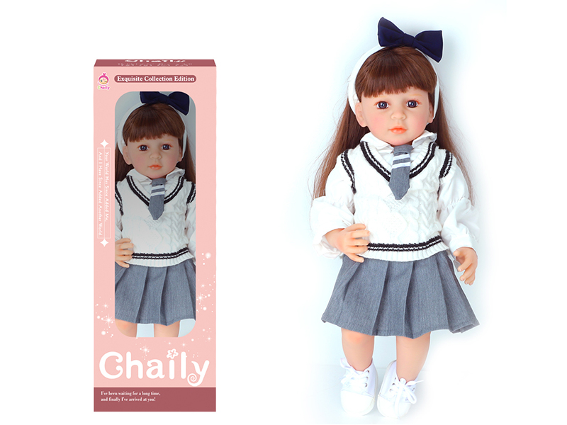 55CM Soft Glue Reborn Baby Doll(Machine Hair Transplant)With Diaper, Birth Card