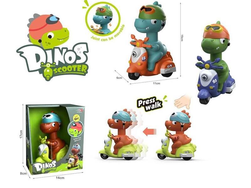 Press Cartoon Dinosaur Motorcycle