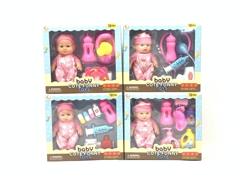 Four Mixed Sets Of 8-Inch Plush Dolls For "Play House"