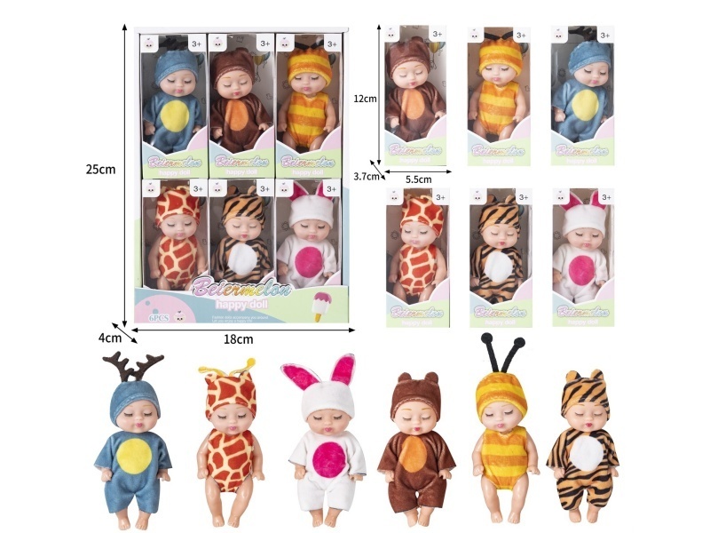 4-Inch Solid Sleeping Doll (6-Piece Set)
