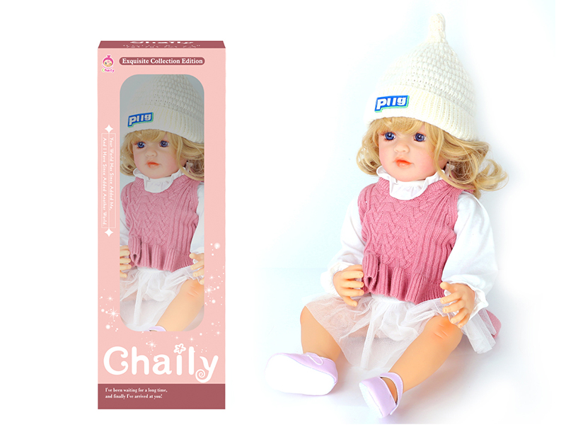 55CM Soft Glue Reborn Baby Doll(Machine Hair Transplant)With Diaper, Birth Card, Woollen Cap