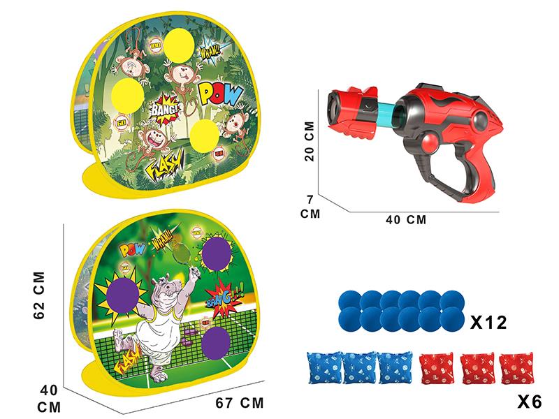 Bean Bag Throwing Shooting Gun Double-Sided Shooting Target Set