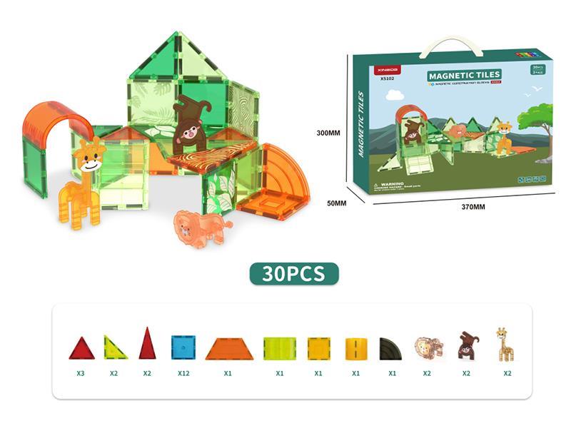 Forest Animal Magnetic Tiles Building Blocks 30pcs