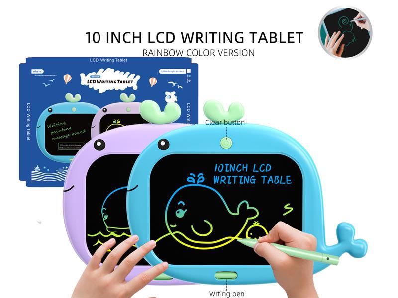 9-Inch Cartoon Whale Color LCD Writing Board With Screen Lock