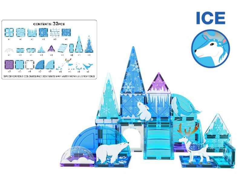 32pcs Ice And Snow Animals Magnetic Building Blocks