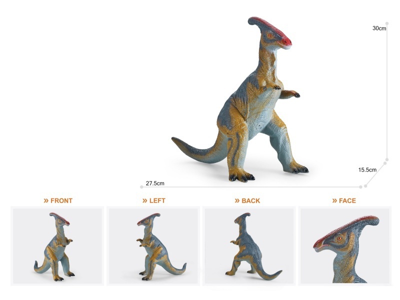 11-Inch Painted Thick-Fleshed, Cotton-Rich And Soft Rubber Parasaurolophus