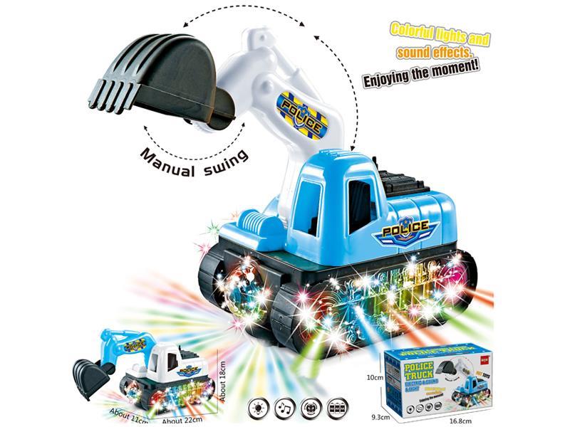 B/O Police Engineering Vehicle Excavator With Sound And Light