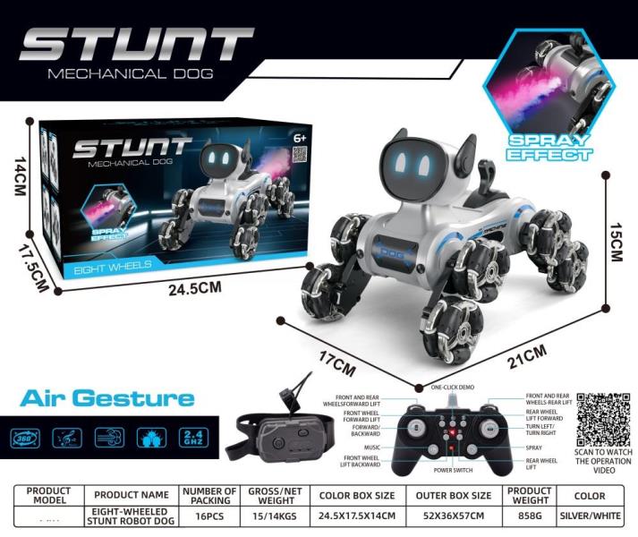 2.4g eight-wheeled robot dog with light and music spray