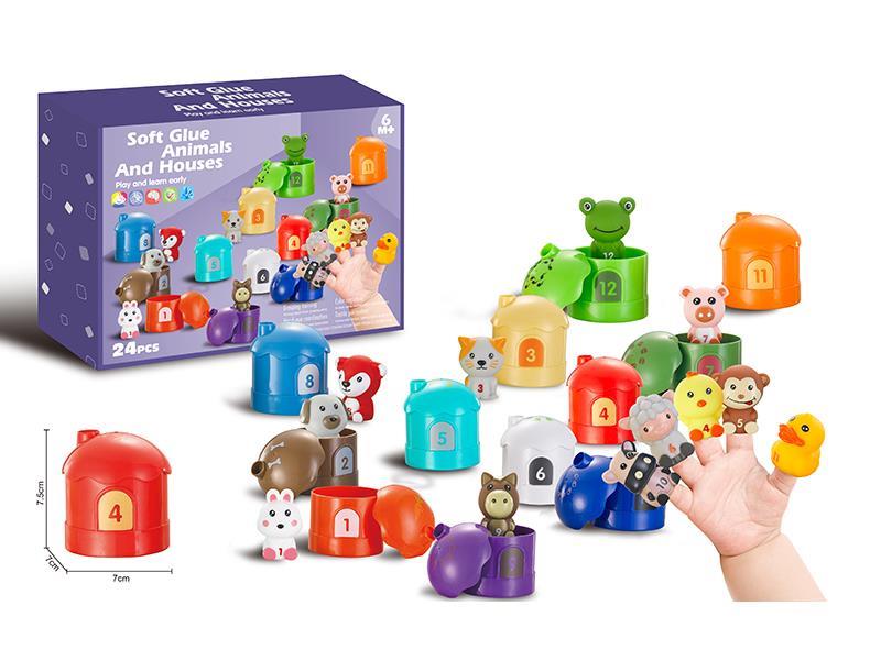 Soft Glue Animals And Houses 24pcs