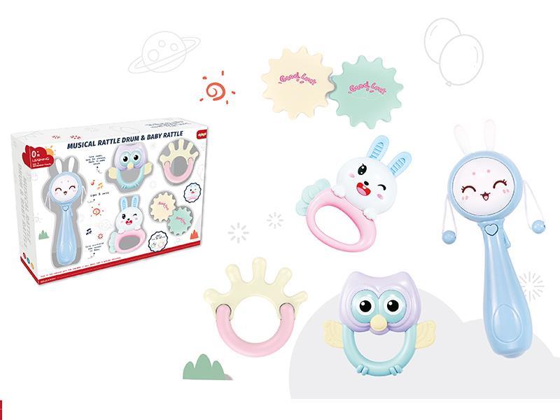 Music Rattle Drum + Baby Rattle