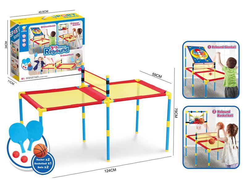 3 In 1 Table Tennis Table+Basketball+Elastic Cloth