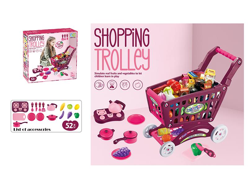 57CM Large Shopping Cart With Tableware Set