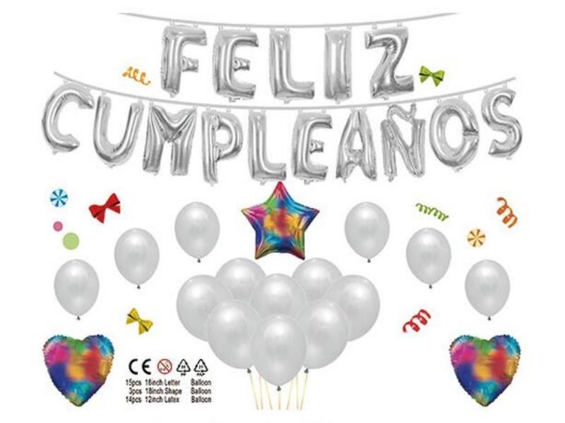 Spanish Birthday Latex Set - Silver Set