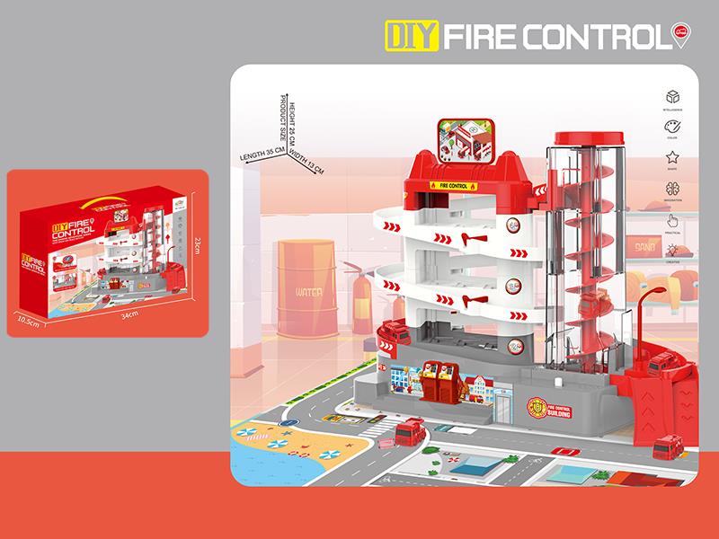 DIY Fire Control Building Car Big Adventure Toy(4 Cars)