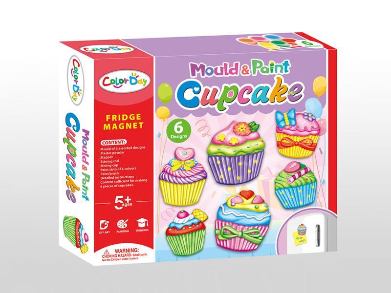 DIY Gypsum Painted Refrigerator Stickers - Cupcakes