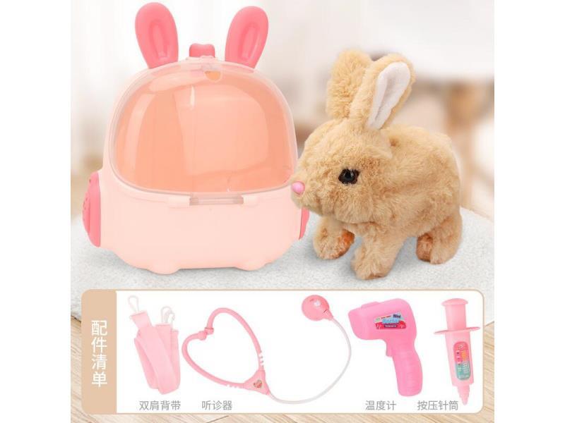 Pet Rabbit Backpack Toy Medical Set Brown Rabbit