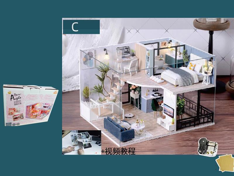 DIY Dream House + Dust Cover + Tools, Glue + Light + Music