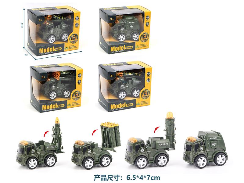 Friction Alloy Cartoon Military Truck