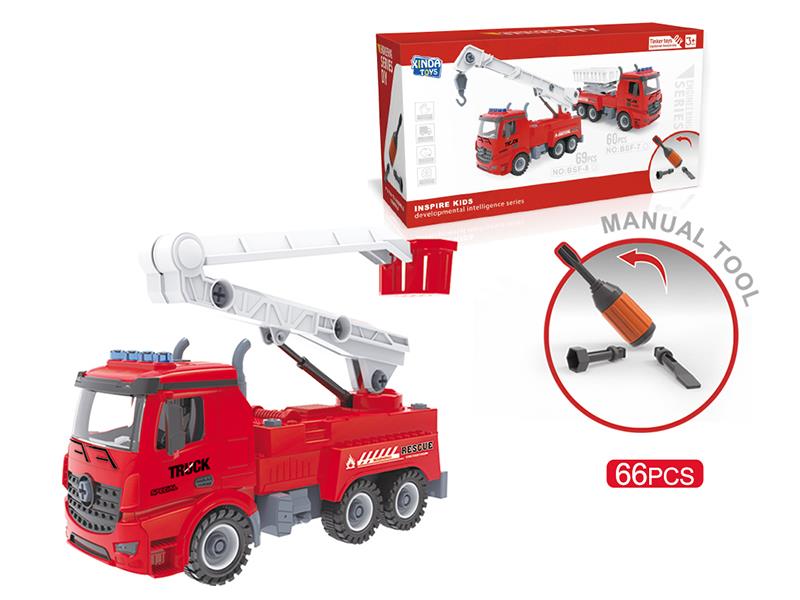 DIY Screw Building Blocks Fire Fighting Truck