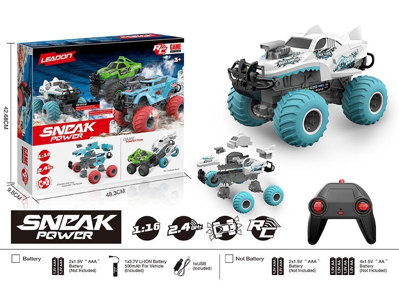 2.4G Remote Control 1:16 Building Block Assembly Big Wheel Off-Road Crash Car(Included Battery)