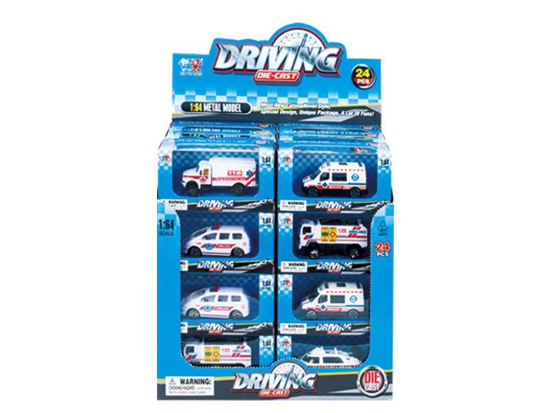 24PCS 1: 64 Slider Alloy Medical Vehicle