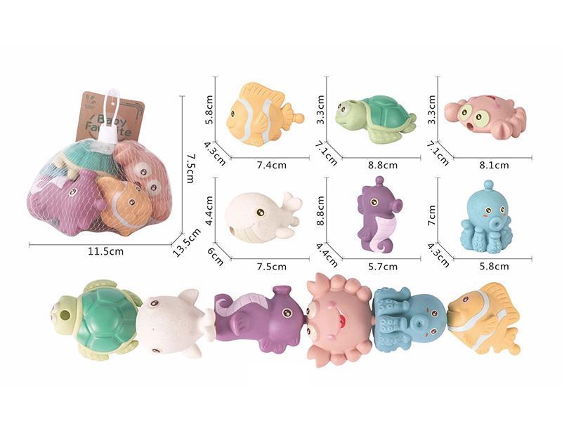 Straw Material Sea Animal Toys 6pcs