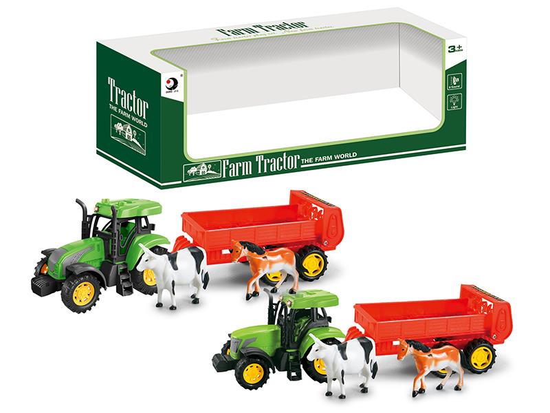 Friction Farm Tractor Trailer Toy(Lights And Music)