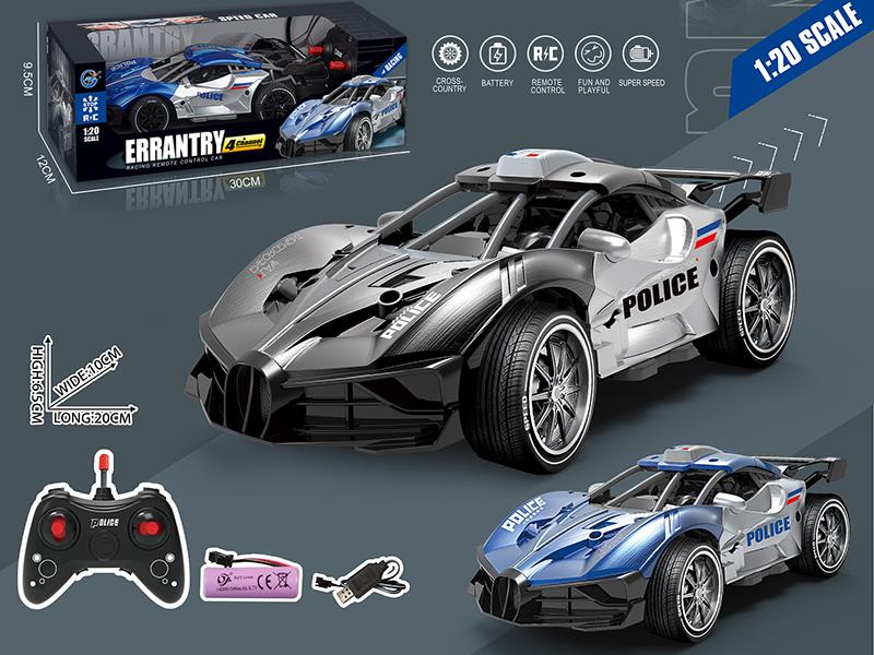 1:20 Bugatti 4-Channel Remote Control Alloy Police Car