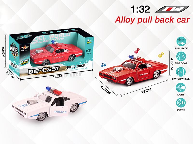 1:32 Dodge Alloy Open Doors Pull Back Police Car With Light And Music