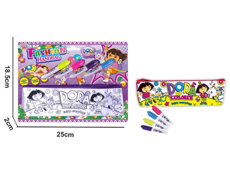DIY Purple Dora Pencil Bag(4 Colour Washable Pen)