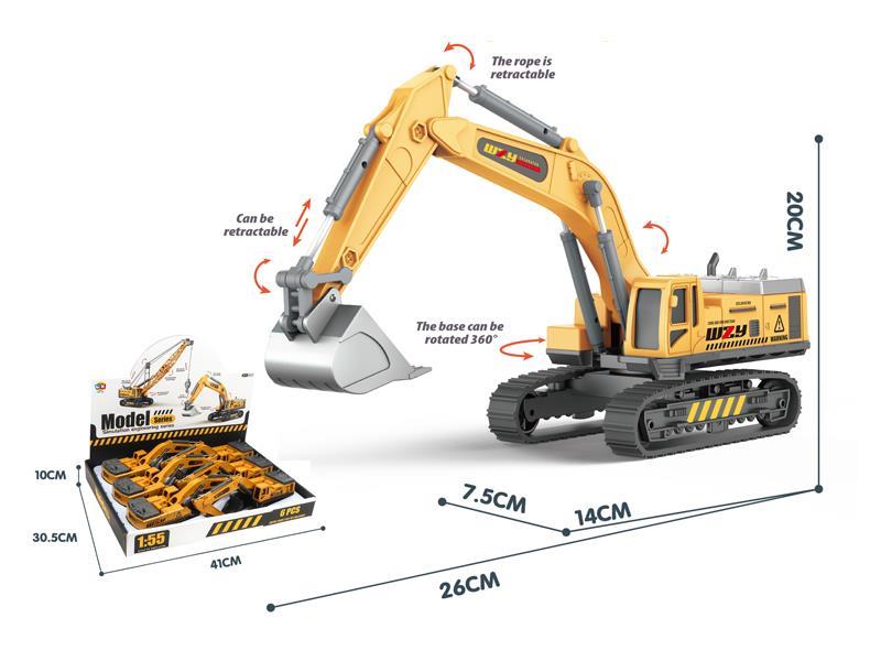 6PCS Alloy Excavator Engineering Vehicle