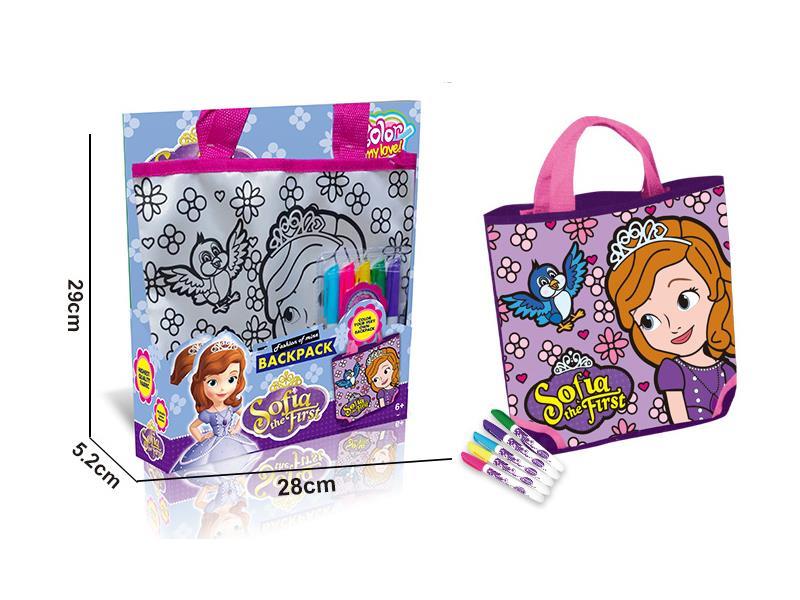 Sophia DIY Coloured Drawing Painting Backpack(5 Colour Washable Pen)