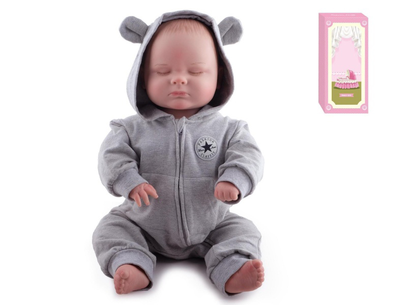 60cm Soft Plastic Reborn Doll(Hand-Painted Hair)With Feeding-Bottle, Magnetic Pacifier, Diaper, Birth Card