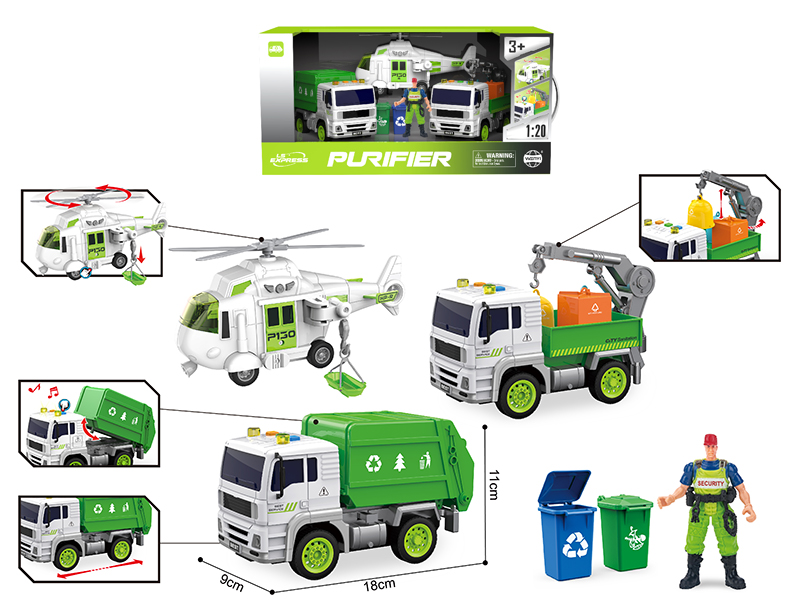 1:20 Friction Sanitation Vehicle Set(Sound & Lights)