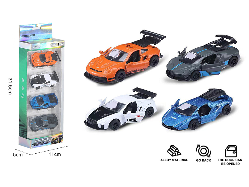 1:60 Pull Back Alloy Car(Can Open The Door)4pcs
