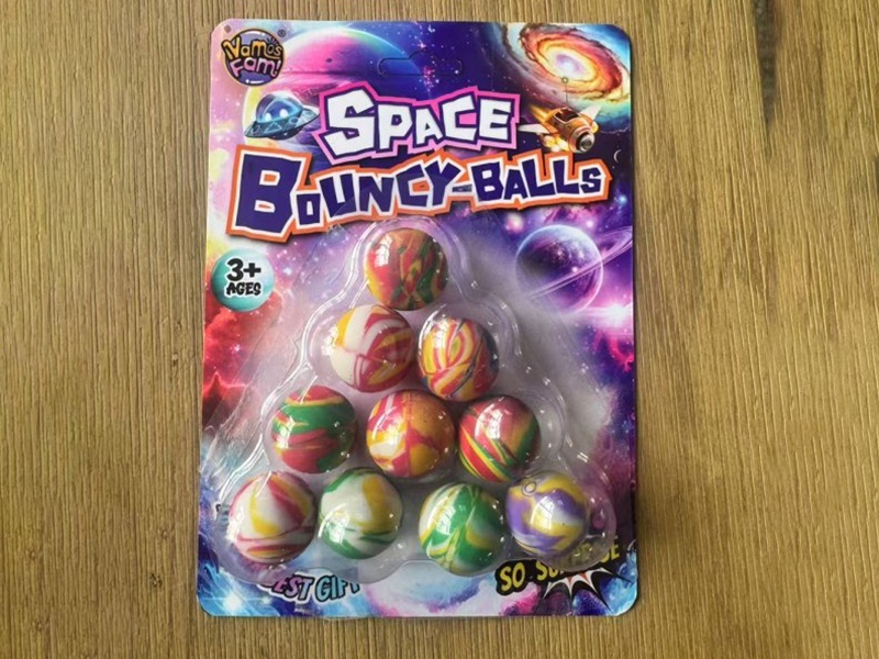 Bounce Ball 32Mm 10 Pieces, Plastic Star Theme, Random Stripe Color