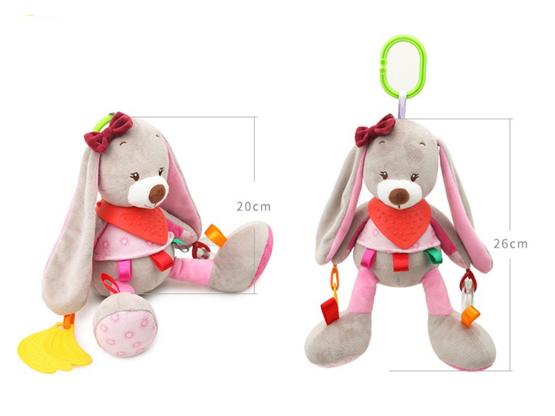 Baby Pacifying Rabbit Teething Ring Plush Toy Bed Hang