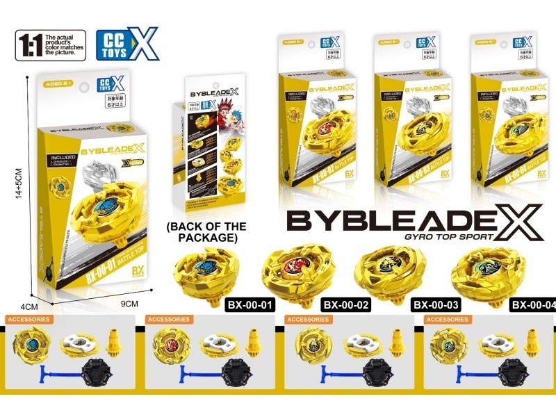 Beyblade X Series Animation 1:1 Alloy Gyroscope + Small Launcher 1:1 Electroplated Gold Spray Series - Gold