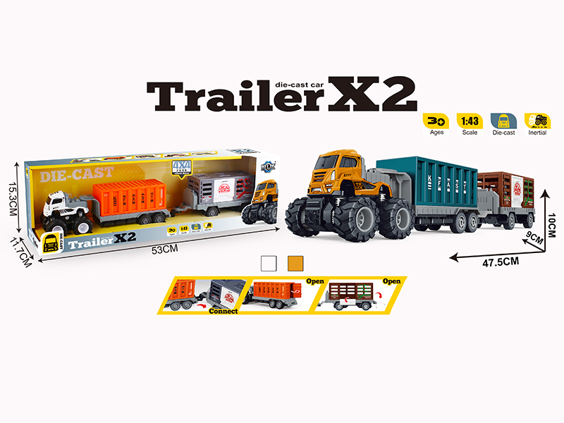 4WD Friction Alloy Double Trailer