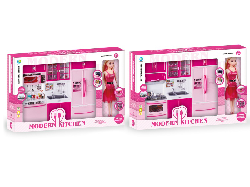 Pink Solid Color Kitchen And Kitchenware Set + Ba Pi (2 Mixed Sets)