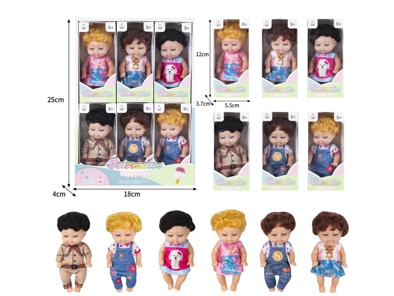 4-Inch Solid Sleeping Doll (6-Piece Set)