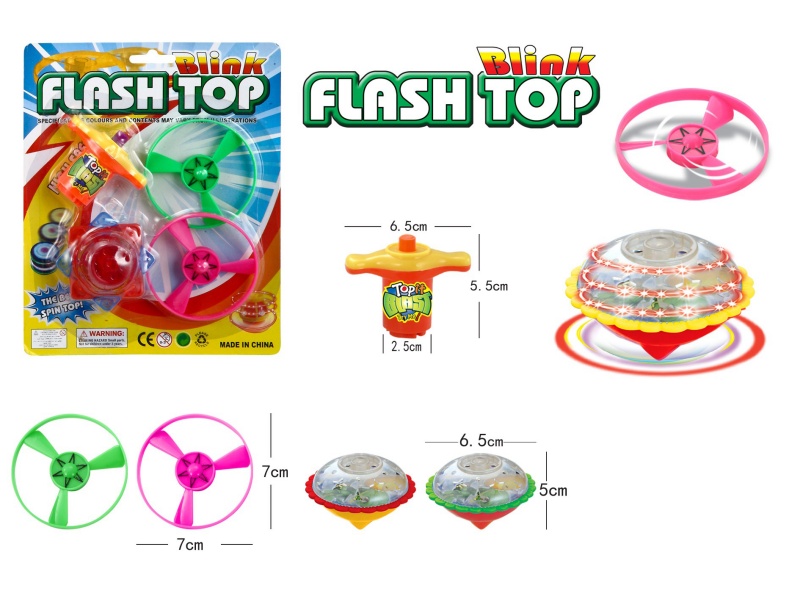 Windup Top Toy With Light Plus Spin Combination