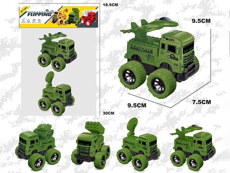 Friction Big Wheel Military Trucks(Green Military Color, 2PCS)