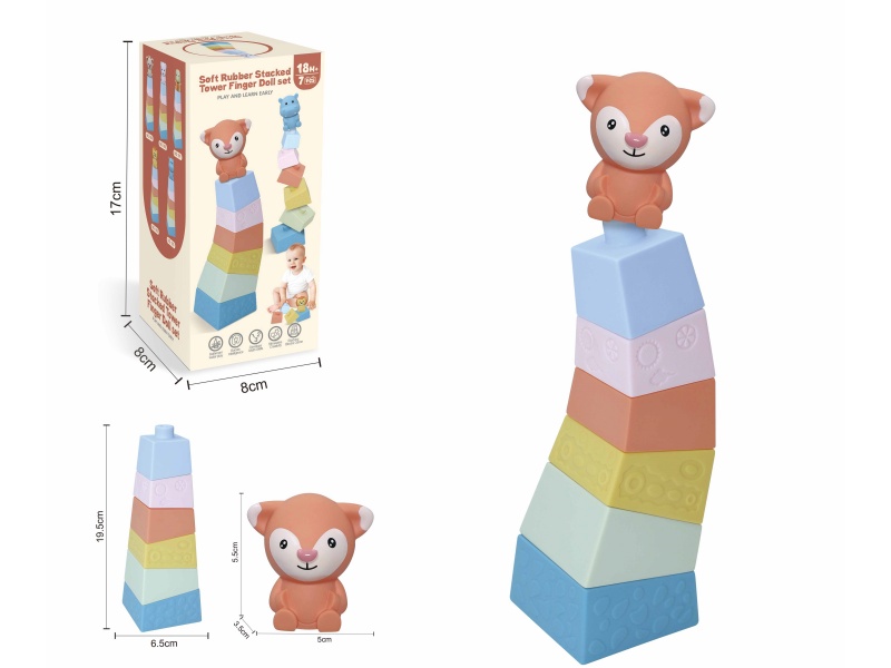 Soft Plastic Stacked Tower Finger Doll Set(Fox) 7pcs