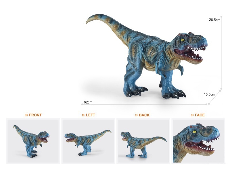 24.5-Inch Painted Thick-Fleshed, Cotton-Rich And Soft Rubber Standing Tyrannosaurus Rex (Blue)