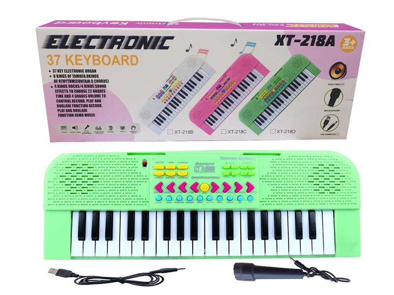 37 Keys Single Speaker Electronic Organ(Green, With USB, Microphone)