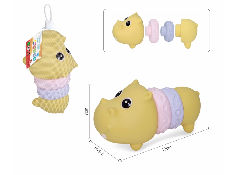 Soft Plastic Connects Animals Stacking Toy(Hippo) 4pcs