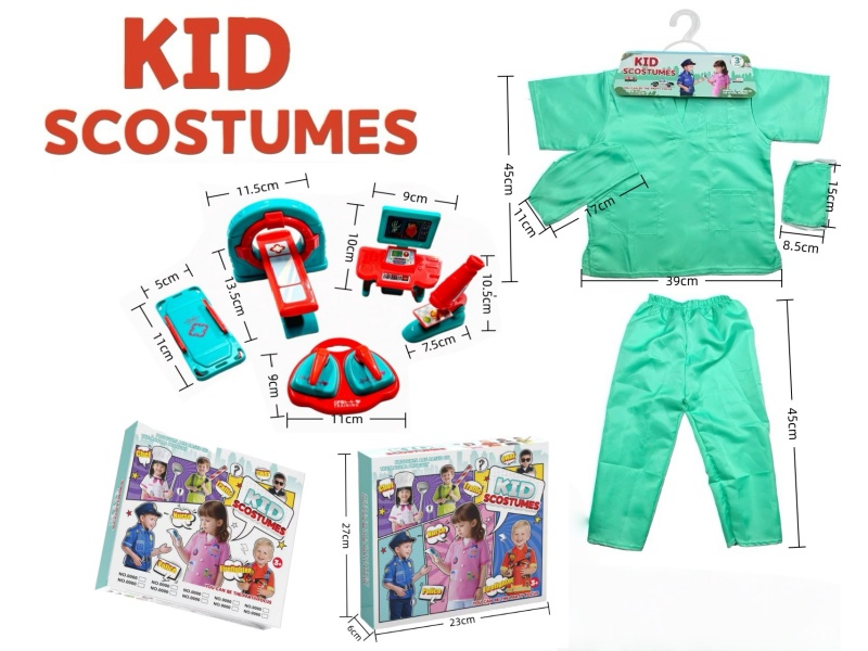 Diy Clothing Role-Playing Doctor'S Surgical Gown + Pants + Hat + Mask + 5-Piece Set (Thickened Style) (Color Box Style) Green
